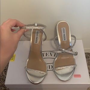 steve madden heels in festive silver